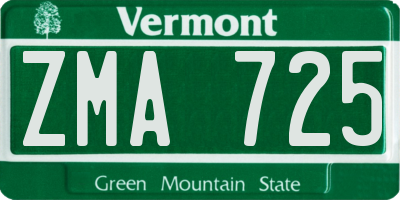 VT license plate ZMA725