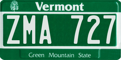 VT license plate ZMA727