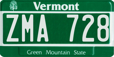 VT license plate ZMA728