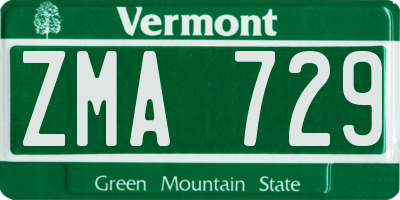 VT license plate ZMA729