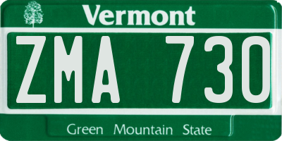 VT license plate ZMA730