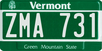 VT license plate ZMA731