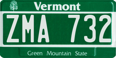 VT license plate ZMA732
