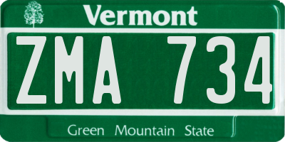 VT license plate ZMA734