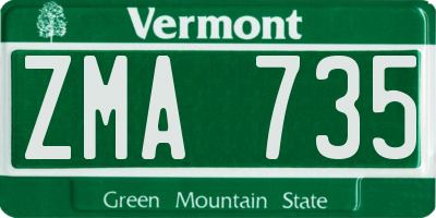 VT license plate ZMA735