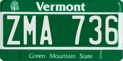 VT license plate ZMA736