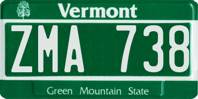 VT license plate ZMA738