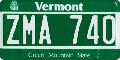 VT license plate ZMA740