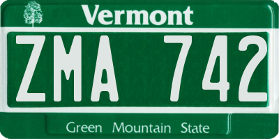 VT license plate ZMA742