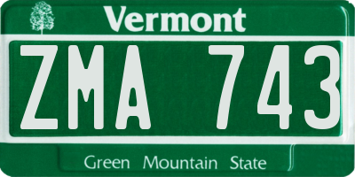 VT license plate ZMA743