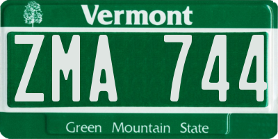 VT license plate ZMA744