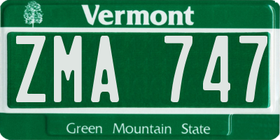 VT license plate ZMA747