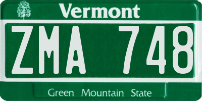 VT license plate ZMA748