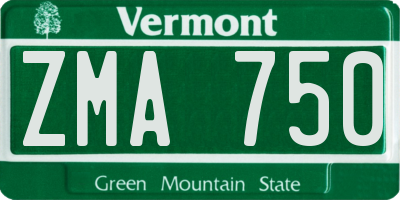 VT license plate ZMA750