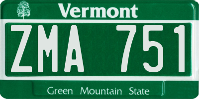 VT license plate ZMA751