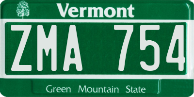 VT license plate ZMA754
