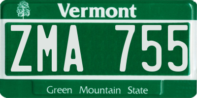 VT license plate ZMA755