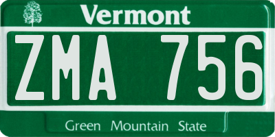 VT license plate ZMA756
