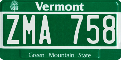 VT license plate ZMA758