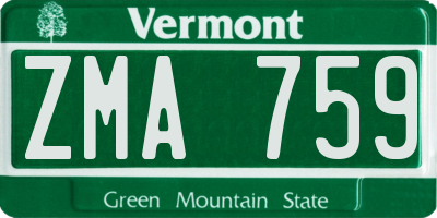 VT license plate ZMA759