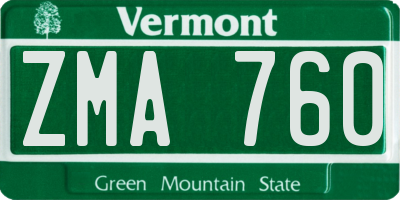 VT license plate ZMA760