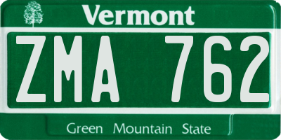 VT license plate ZMA762