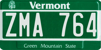 VT license plate ZMA764