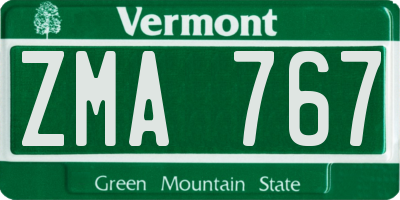 VT license plate ZMA767