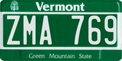VT license plate ZMA769
