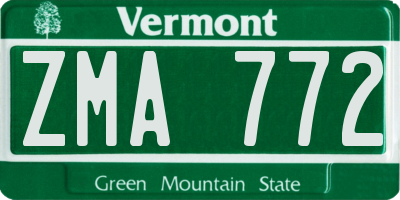 VT license plate ZMA772