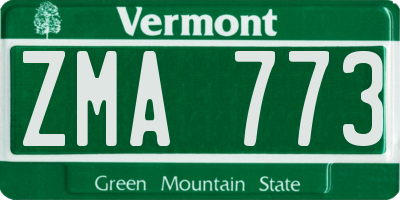 VT license plate ZMA773