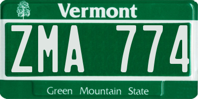 VT license plate ZMA774