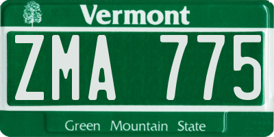 VT license plate ZMA775