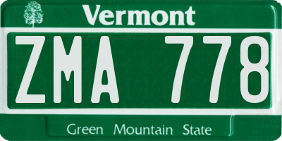VT license plate ZMA778