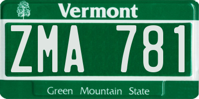 VT license plate ZMA781