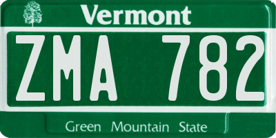 VT license plate ZMA782