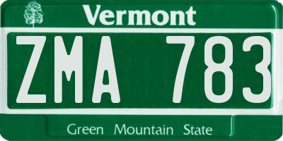 VT license plate ZMA783