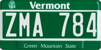 VT license plate ZMA784