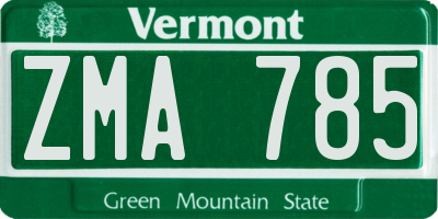 VT license plate ZMA785