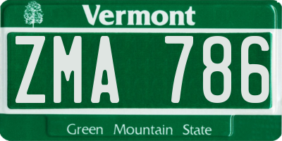 VT license plate ZMA786