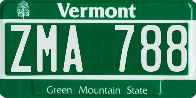 VT license plate ZMA788