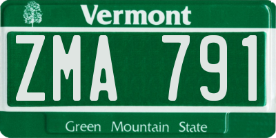 VT license plate ZMA791