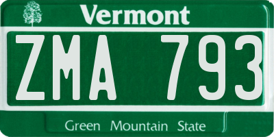 VT license plate ZMA793