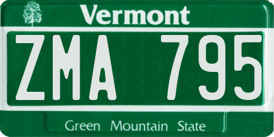 VT license plate ZMA795