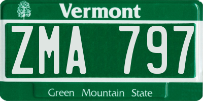 VT license plate ZMA797
