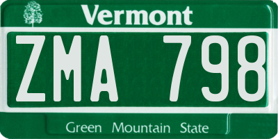 VT license plate ZMA798