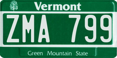 VT license plate ZMA799
