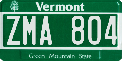VT license plate ZMA804