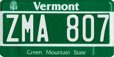 VT license plate ZMA807