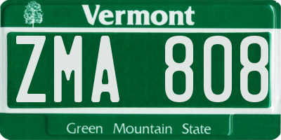 VT license plate ZMA808